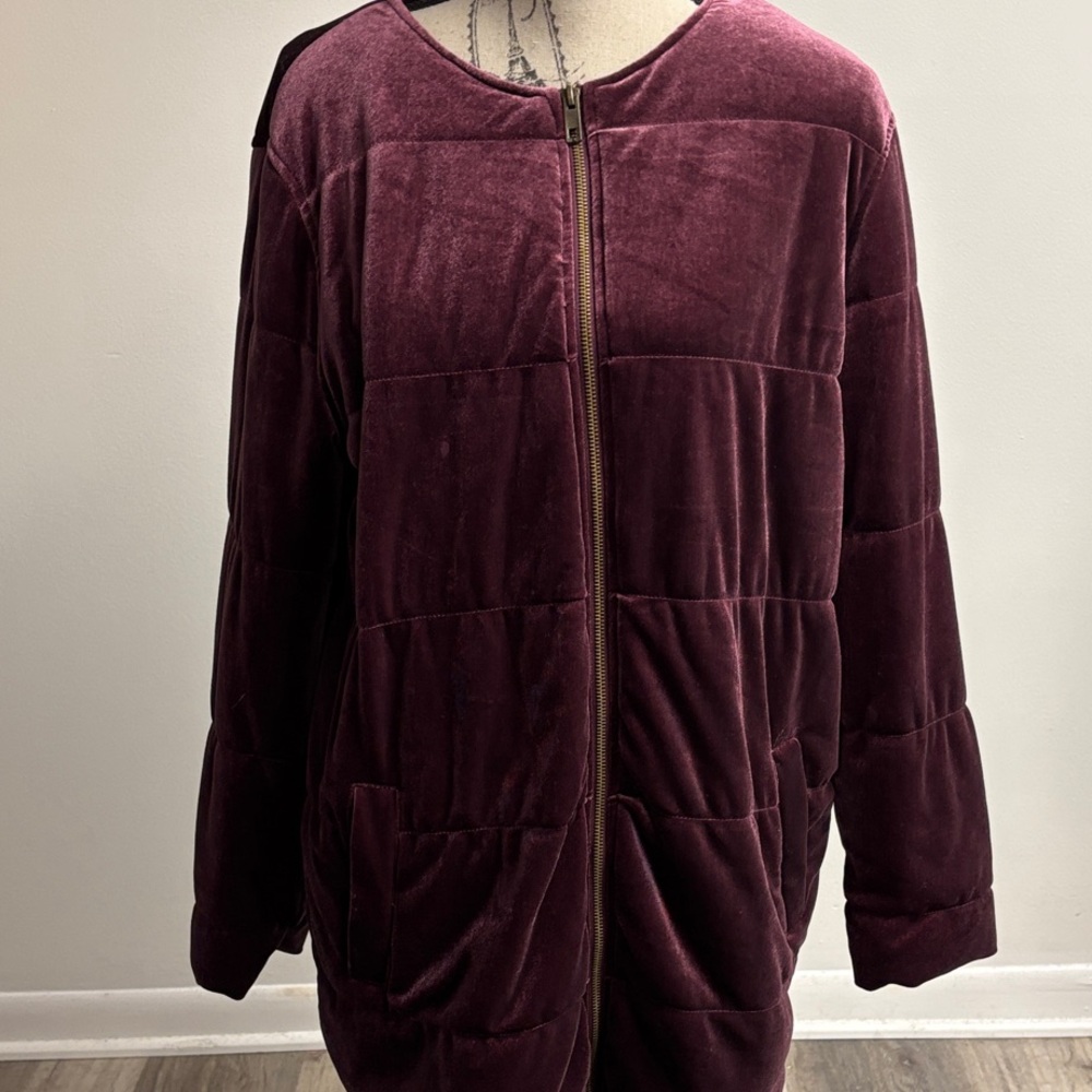 Velvet Oversized Jacket in Deep Burgundy